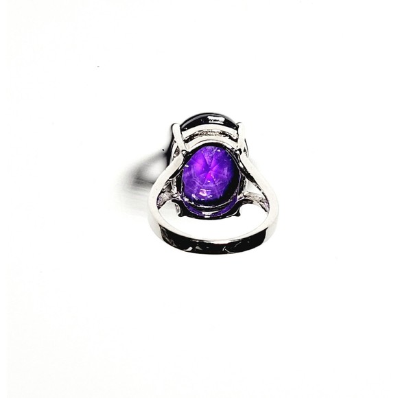 925K Sterling Silver Large Faceted Amethyst Prong Set Ring Womens Sz 6.75 NWOT - Picture 14 of 16